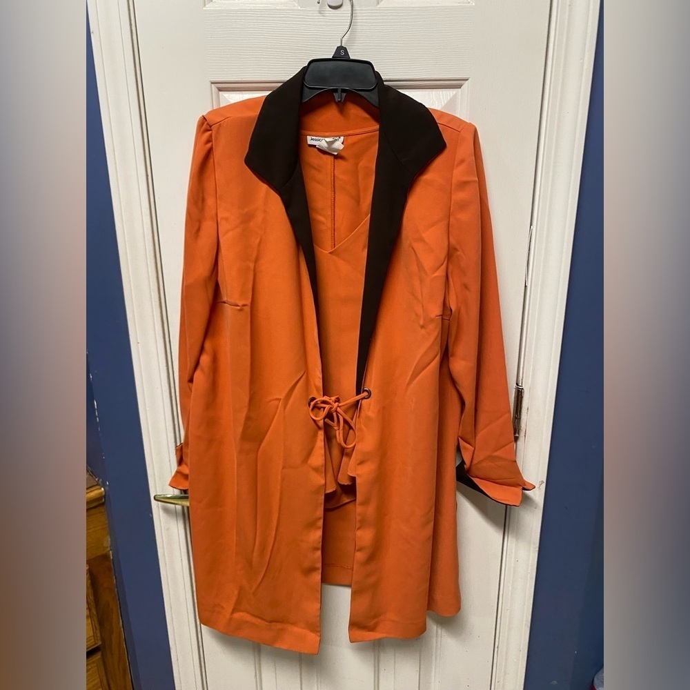 Jessica London 2pc Blazer Jacket and Tank Top Set Burnt Orange Dark Brown 16W